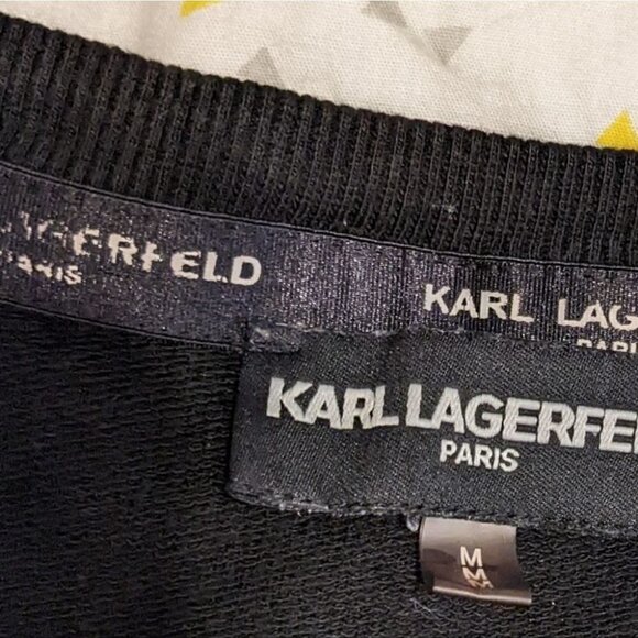 Karl LAGERFELD black ruffle sweatshirt letters Medium B1 - Picture 2 of 13